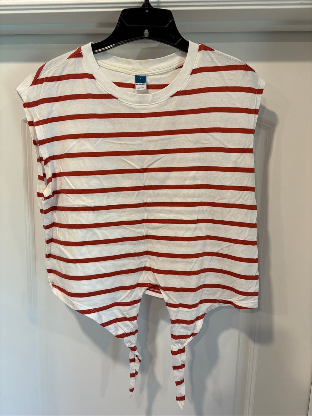 Old Navy White Tee with Red Stripes